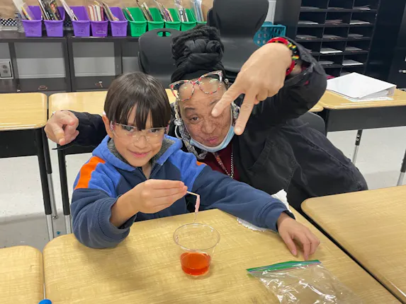 Students extracting strawberry DNA