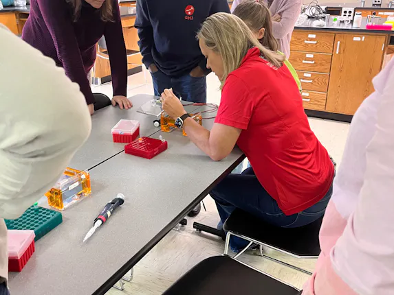 Dr. Hodges loading a gel