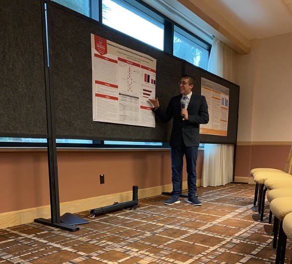 Benjamin Boudreaux resenting my research abstract at the 2020 Southeastern American College of Sports Medicine meeting in Jacksonville, Florida (